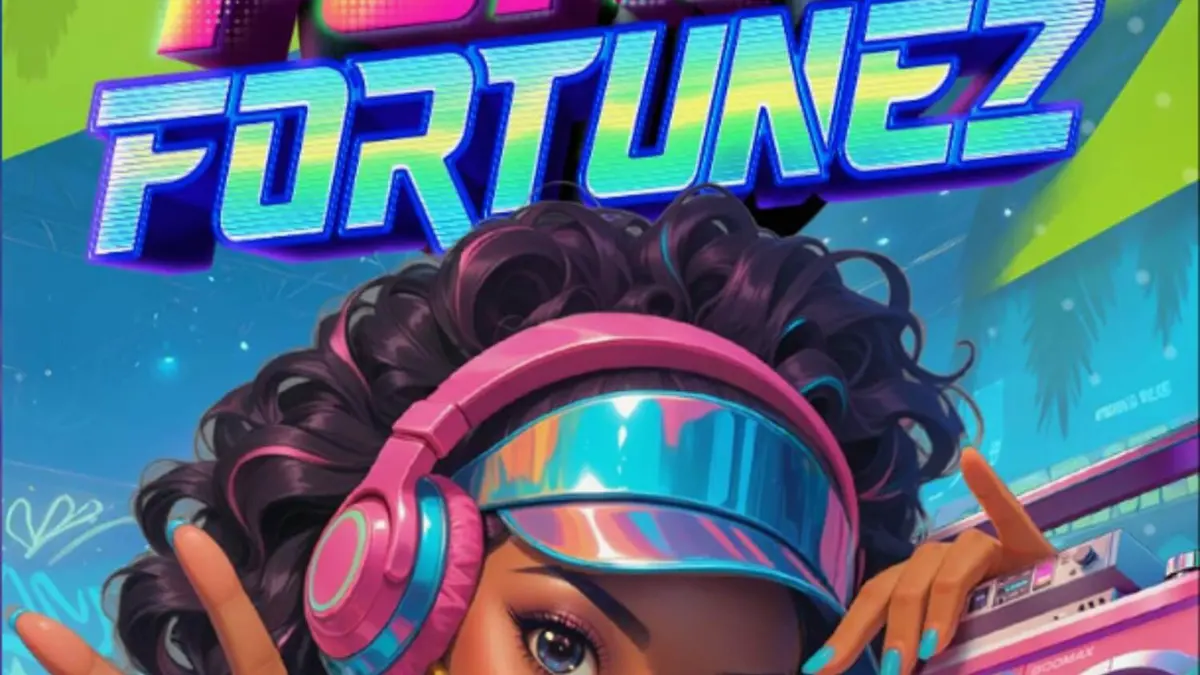 Interface do slot Funky Fortunez com tema hip-hop e luzes neon